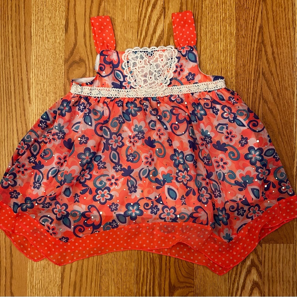 Little Lass Girls Dress Pink & Blue Dress with Sequins size 6x